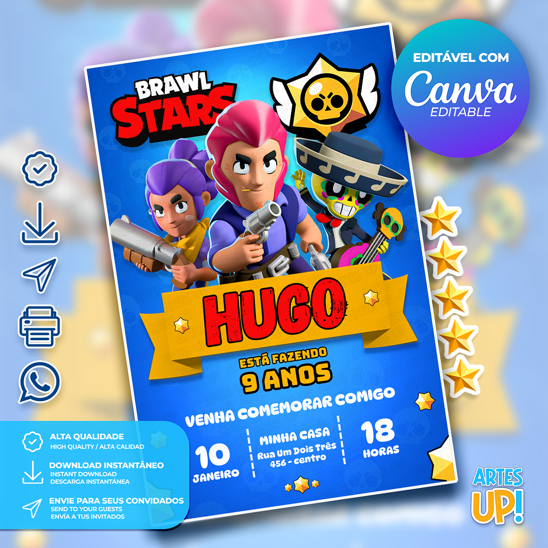Convite de Aniversário Braw Stars 1