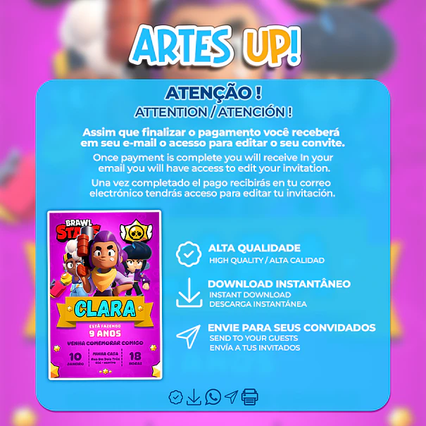 Convite de Aniversário Brawl Stars 2