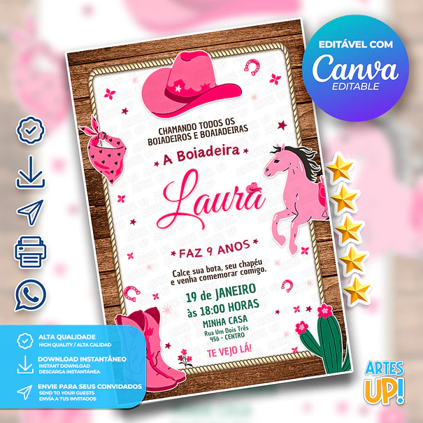 Birthday Invitation for Cowgirl, Ana Castela 1