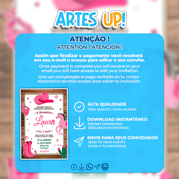 Birthday Invitation for Cowgirl, Ana Castela 2
