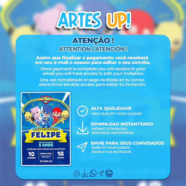 Invitación de cumpleaños de Los Aventureros, Luccas Neto 2