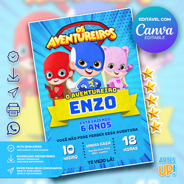 The Adventurers Birthday Invitation, Luccas Neto 1