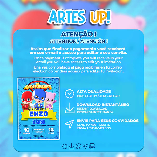 The Adventurers Birthday Invitation, Luccas Neto 2