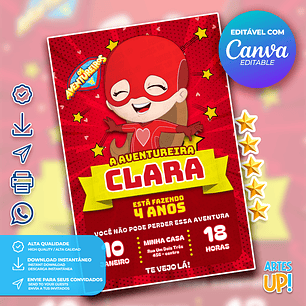 Convite de Aniversário Aventureira Vermelha