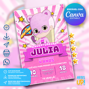 Invitación rosada del cumpleaños aventurero