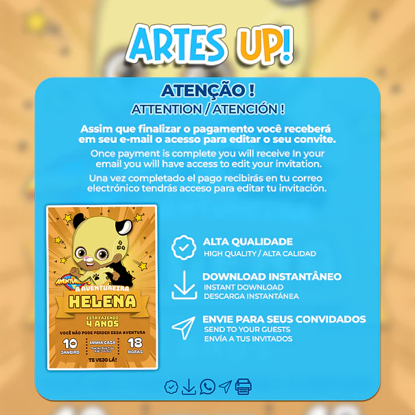Invitación de cumpleaños del Aventurero Amarillo 2