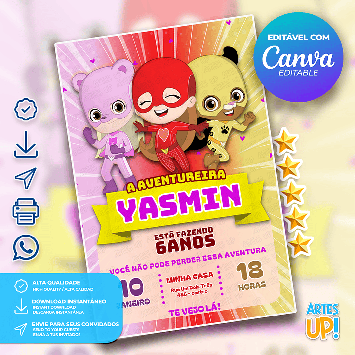 Convite de Aniversário Aventureiras 1