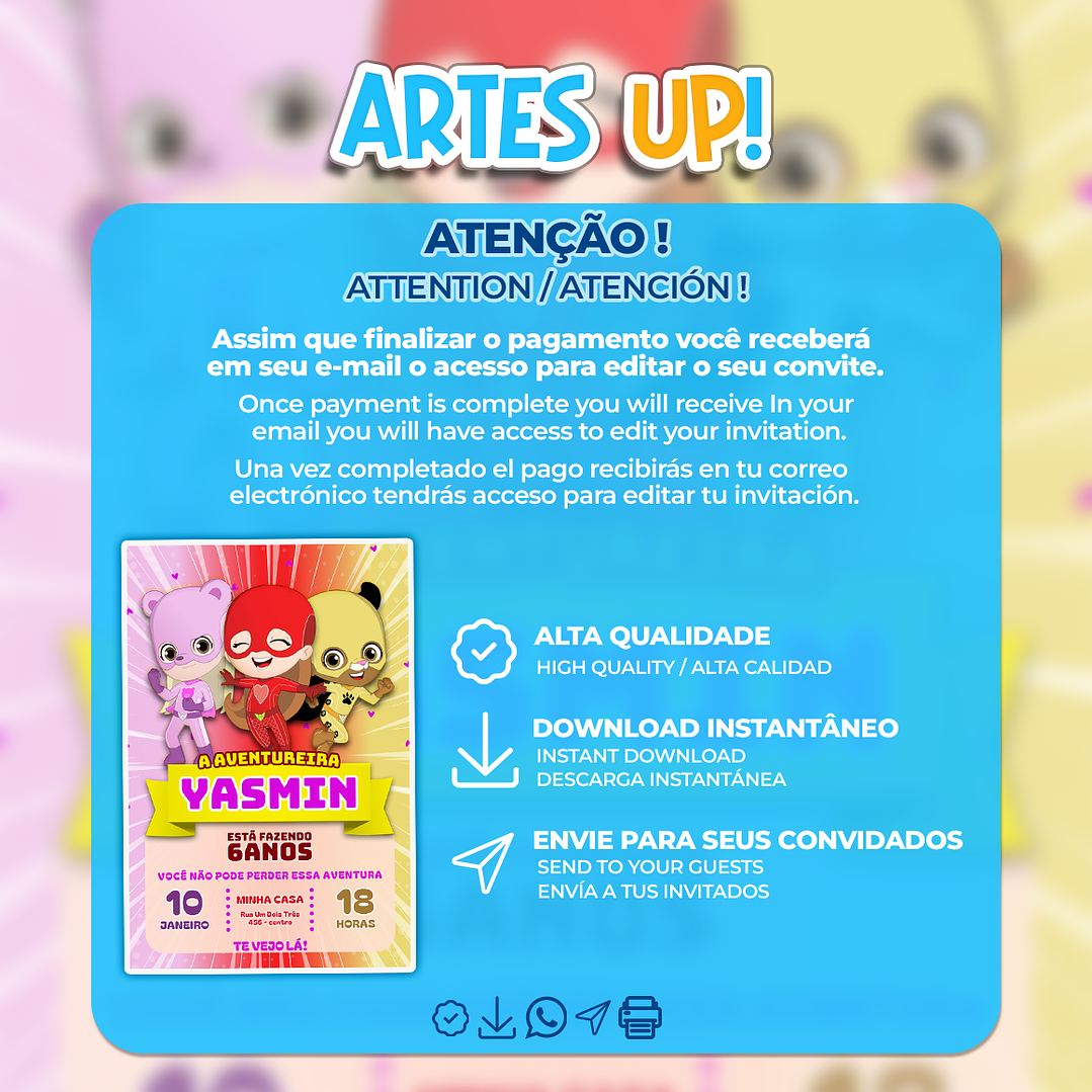 Convite de Aniversário Aventureiras 2