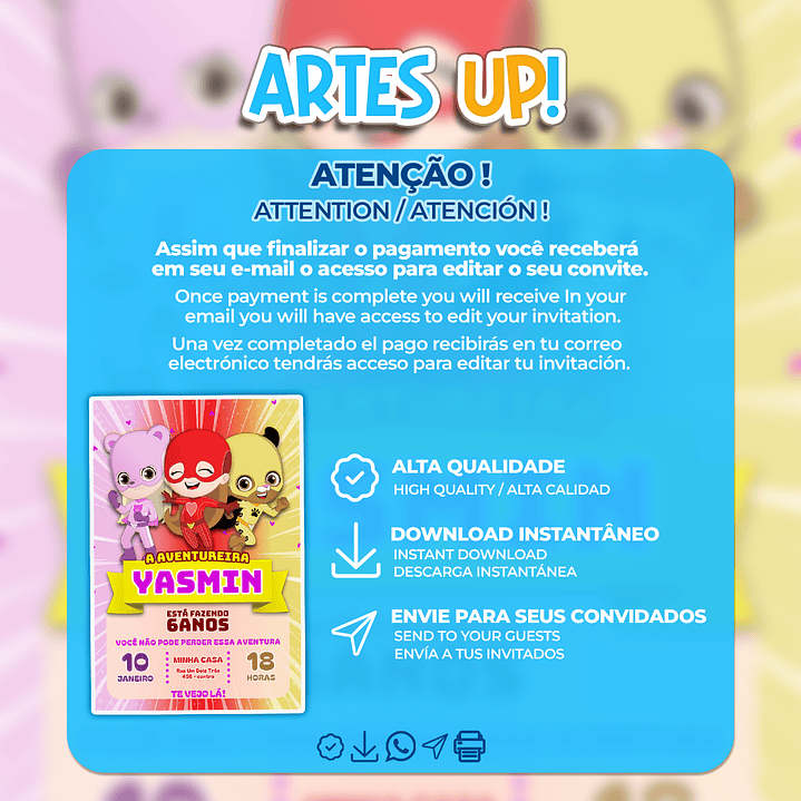 Convite de Aniversário Aventureiras 2