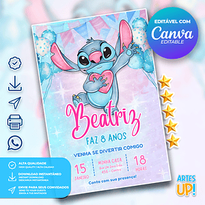 Invitación de cumpleaños de puntada de acuarela