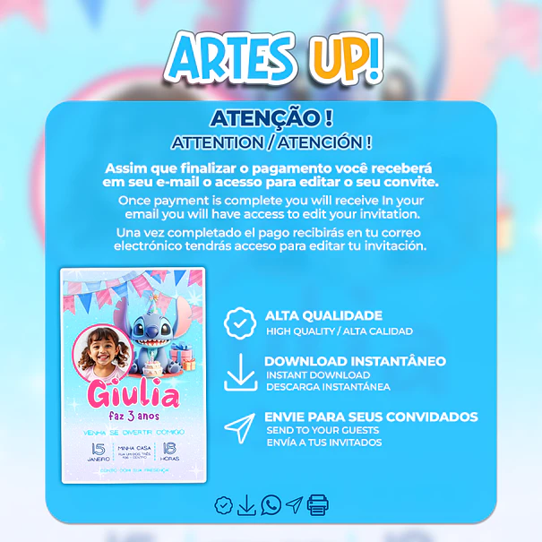 Stitch Birthday Invitation with Photo 2