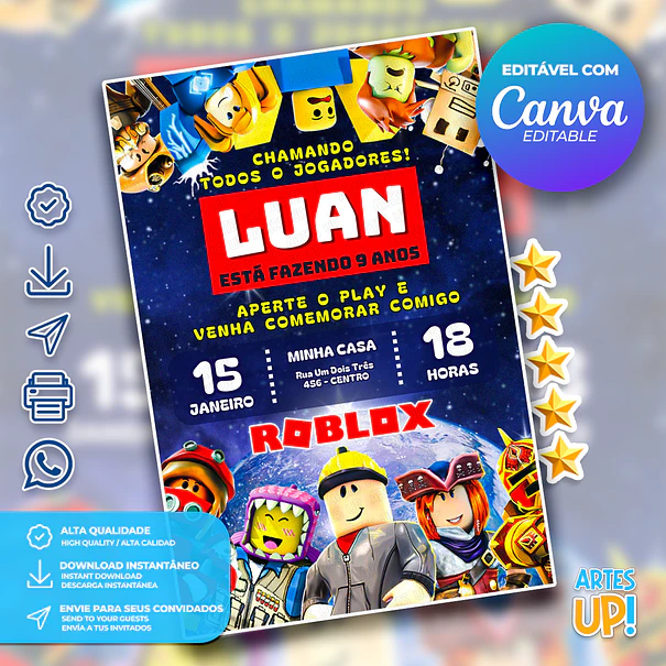 Invitación de cumpleaños de Roblox  1