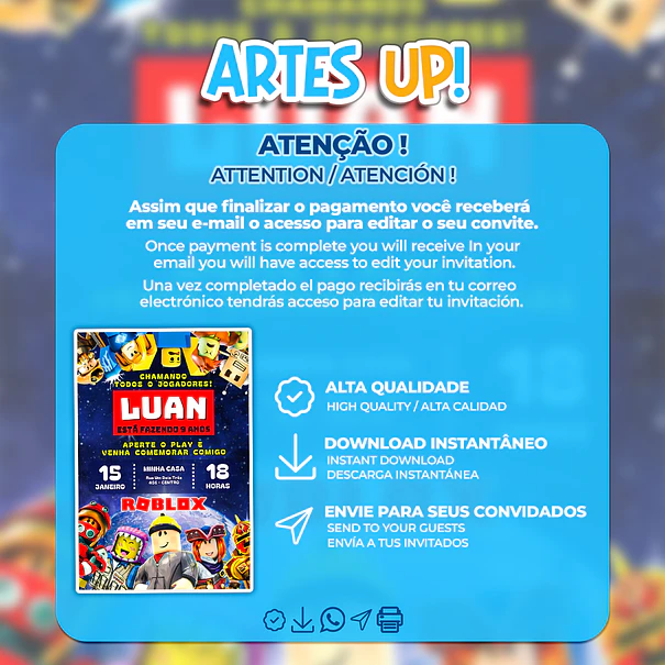 Invitación de cumpleaños de Roblox  2