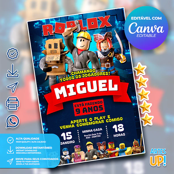 Invitación de cumpleaños de Roblox 1