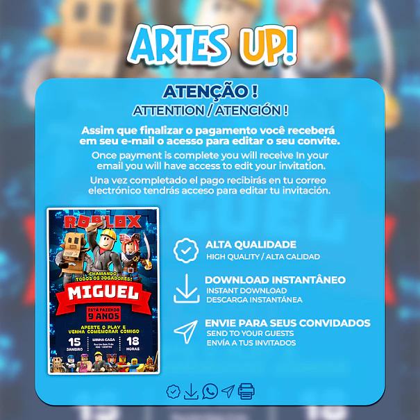 Invitación de cumpleaños de Roblox 2