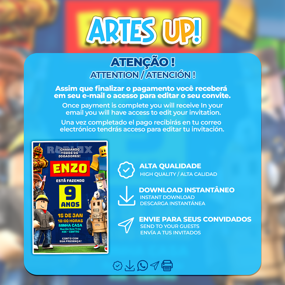 Convite de Aniversário Roblox 2