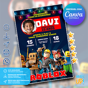 Roblox Birthday Invitation with Photo