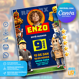 Roblox Birthday Invitation with Photo