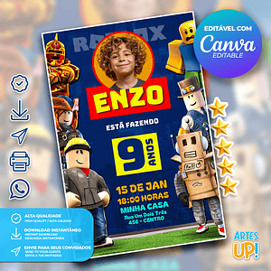 Invitación de cumpleaños de Roblox con foto