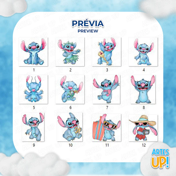 Kit Digital PNG Stitch Clipart Aquarela  2
