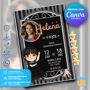 Invitación de cumpleaños de Merlina Addams con foto