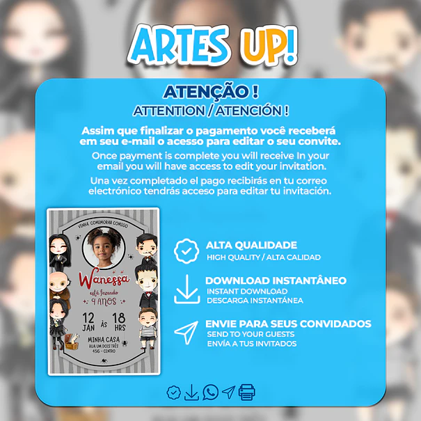 Invitación de cumpleaños de Wandinha Addams con foto 2