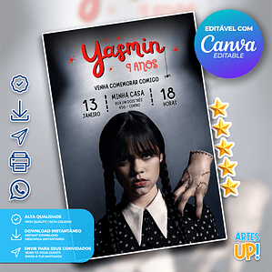 Convite de Aniversário Wandinha Addams