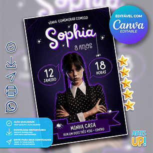 Convite de Aniversário Wandinha Addams