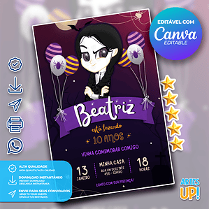 Convite de Aniversário Wandinha Addams