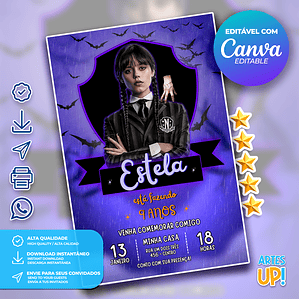 Convite de Aniversário Wandinha Addams