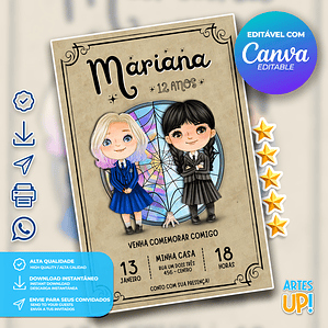 Convite de Aniversário Enid e Wandinha