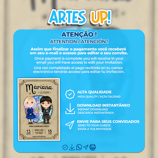 Invitación de cumpleaños de Enid y Wandinha 2