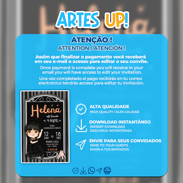 Convite de Aniversário Wandinha Addams  2