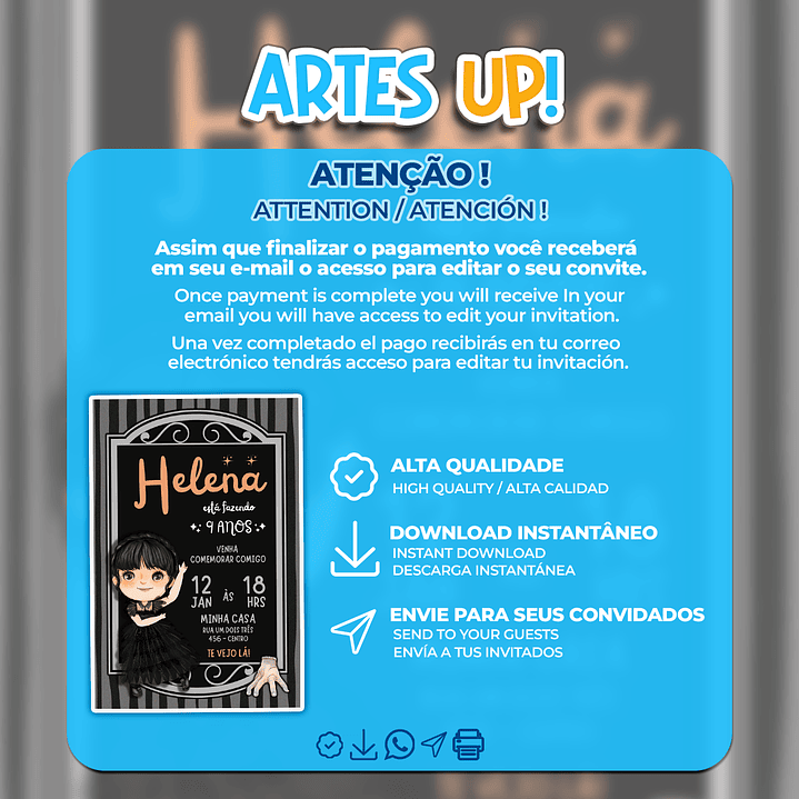 Convite de Aniversário Wandinha Addams  2