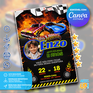 Invitación de cumpleaños de Hot Wheels con foto