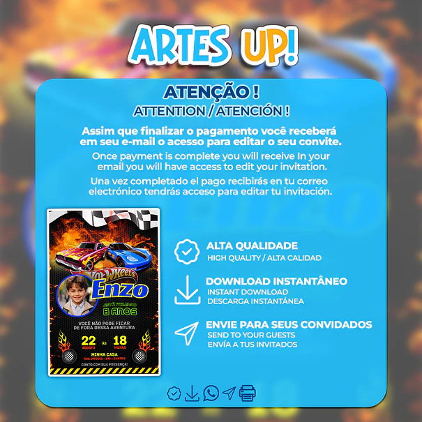Hot Wheels Birthday Invitation with Photo 2