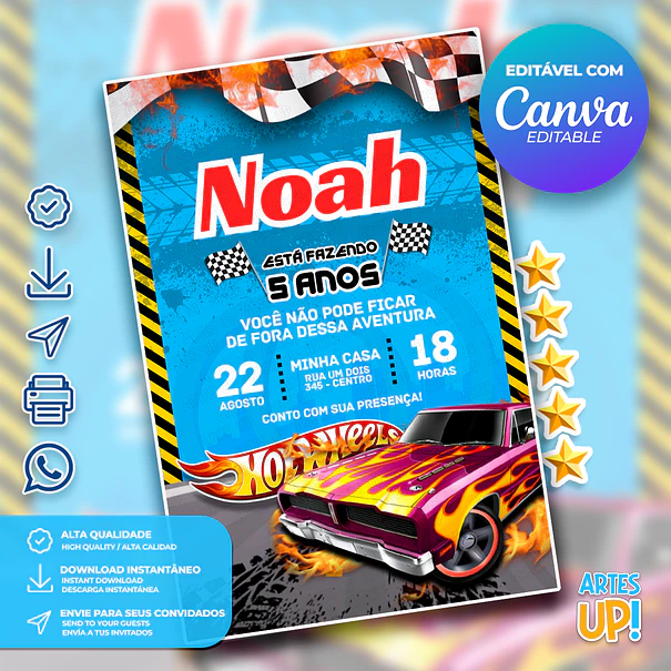 Invitación de cumpleaños de Hot Wheels 1