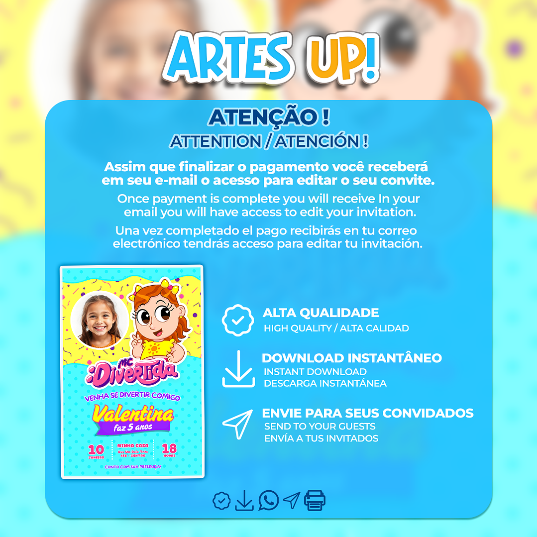 Convite de Aniversário MC Divertida Maria Clara com foto 2