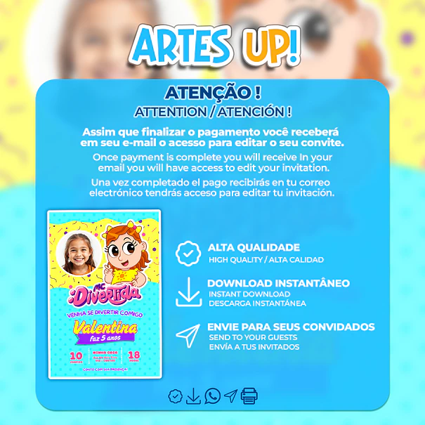 Invitación de cumpleaños de MC Divertida María Clara con foto 2