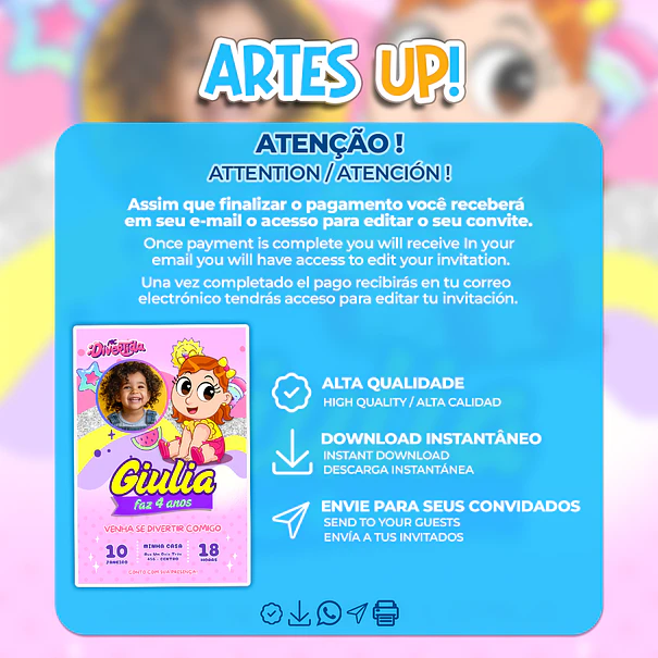 Invitación de cumpleaños para MC Divertida Maria Clara con foto 2