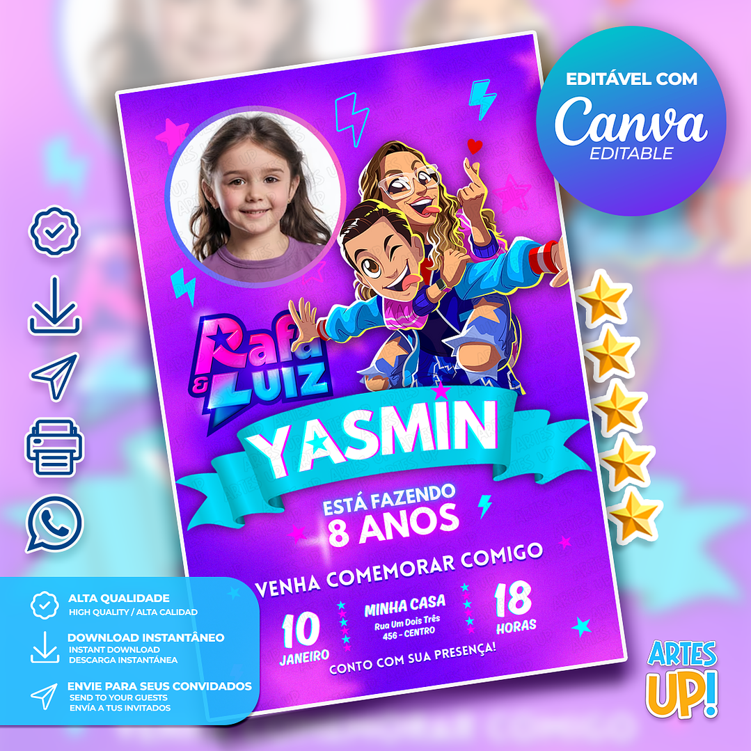 Convite de Aniversário Rafa e Luiz com foto 1