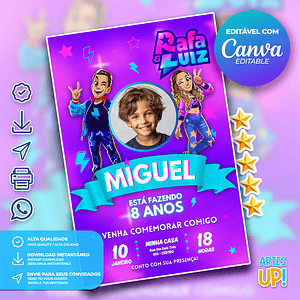 Invitación de cumpleaños de Rafa y Luiz con foto