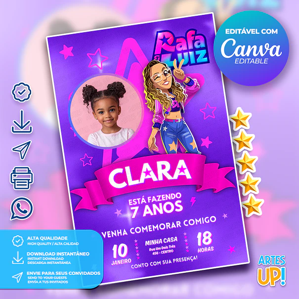 Invitación de cumpleaños de Rafa, Rafa y Luiz con foto 1