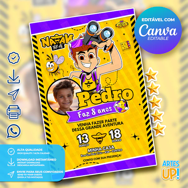 Invitación de cumpleaños de Natan Por Aí con foto 1