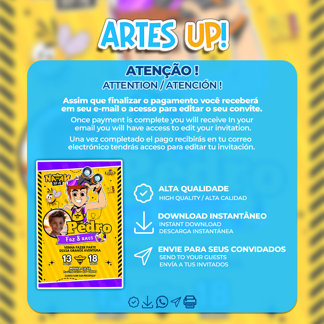 Convite de Aniversário Natan Por Aí com foto 2