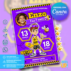 Invitación de cumpleaños de Natan Por Aí con foto