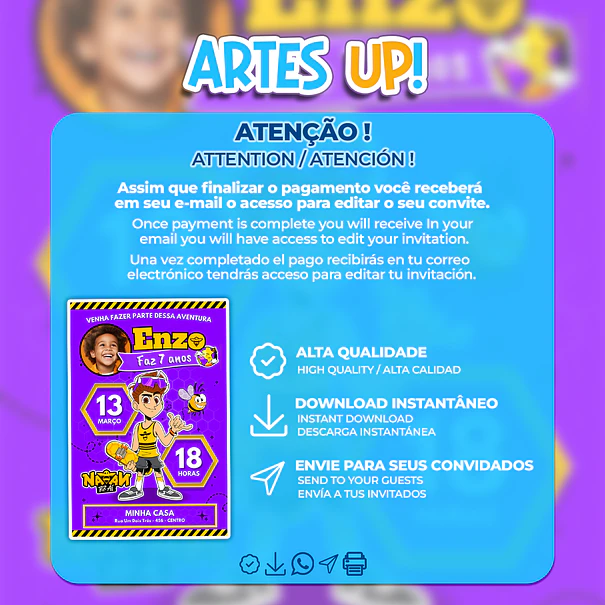 Invitación de cumpleaños de Natan Por Aí con foto 2