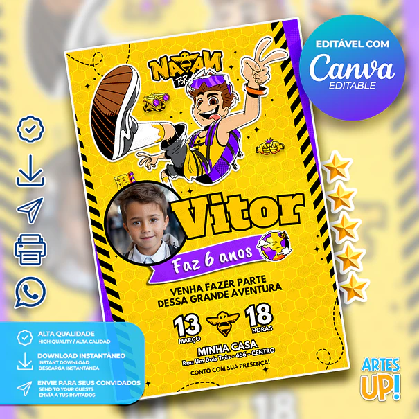 Invitación de cumpleaños de Natan Por Aí con foto 1