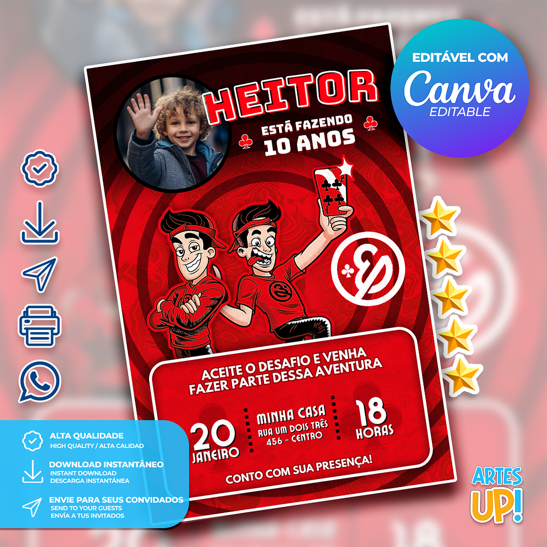 Convite de Aniversário Enaldinho com foto 1