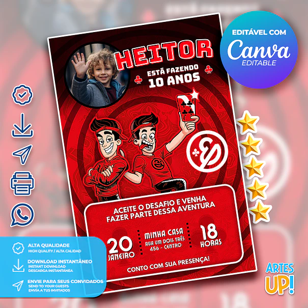 Invitación de cumpleaños de Enaldinho con foto 1